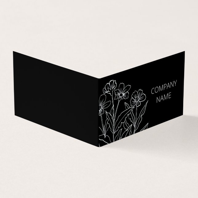 Carte De Visite Fleur sauvage noire et blanche (Extérieur)