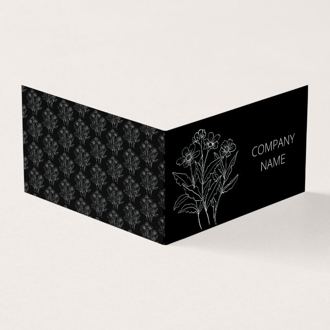 Carte De Visite Fleur sauvage noire et blanche (Extérieur)