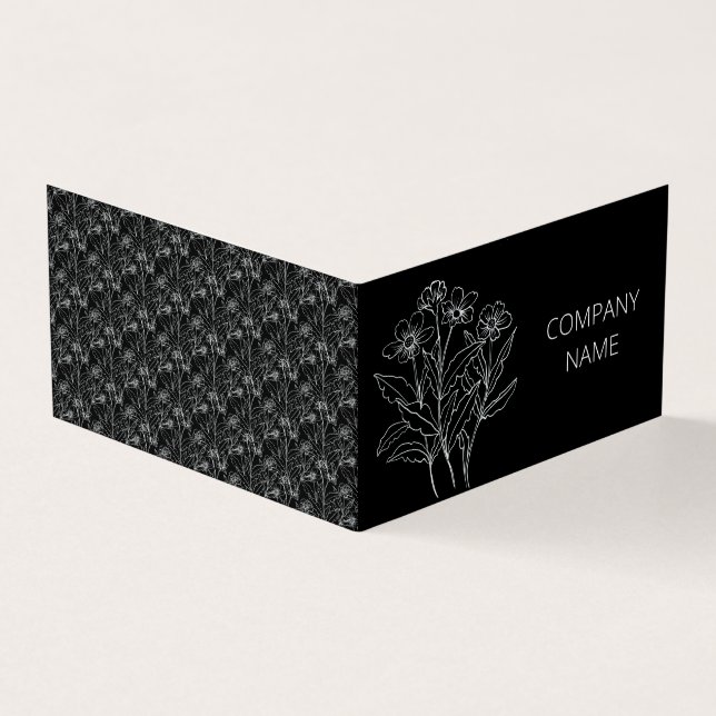 Carte De Visite Fleur sauvage noire et blanche (Extérieur)