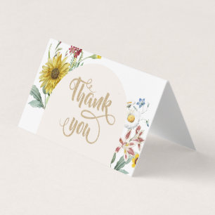 Carte De Visite Fleur Sauvage Papillons Tournesol Merci