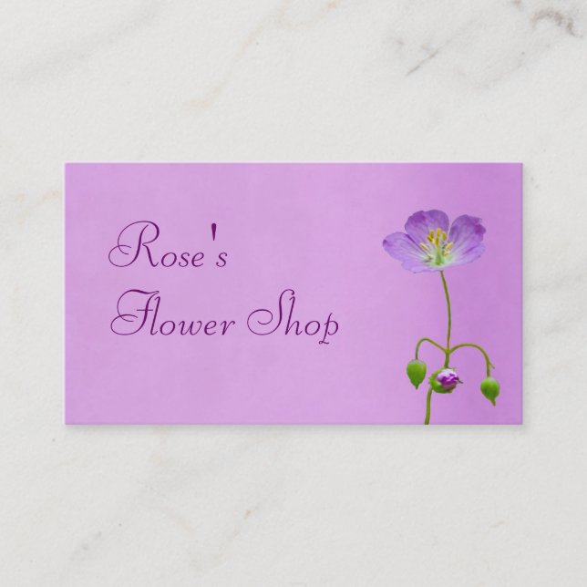 Carte De Visite Fleur sauvage pourpre sur le fleuriste pourpre (Devant)