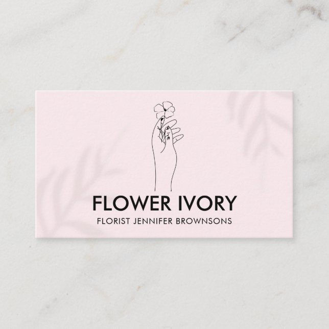 Carte de visite Fleur tenue à la main Simple et Él (Devant)