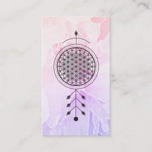 Carte De Visite *~* Fleur Totem de vie Pastel Floral Reiki Yoga