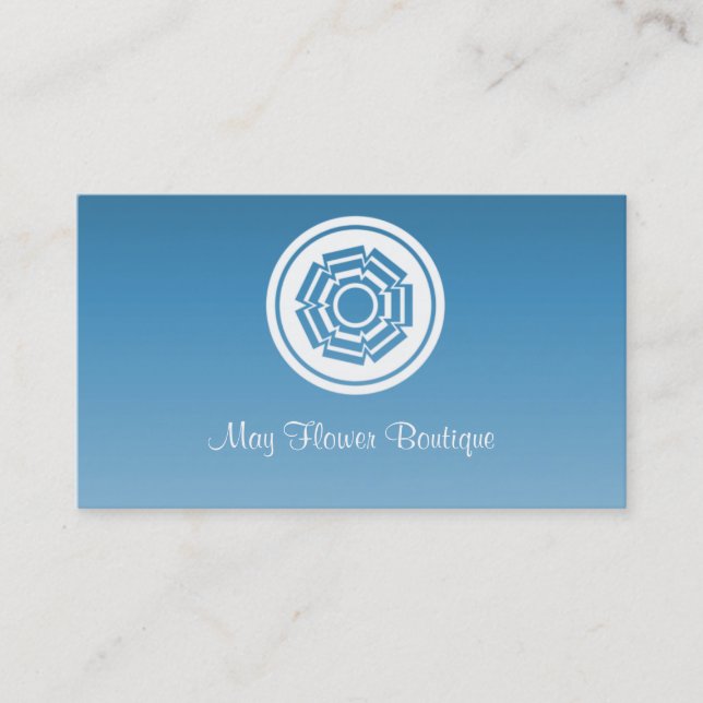 Carte de visite Fleur tout simple rétro, Bleu (Devant)