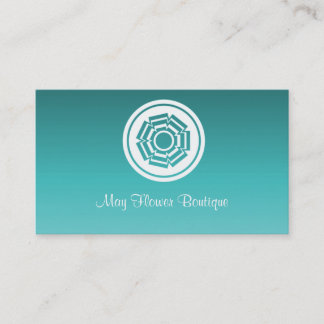 Carte de visite Fleur tout simple rétro, Turquoise