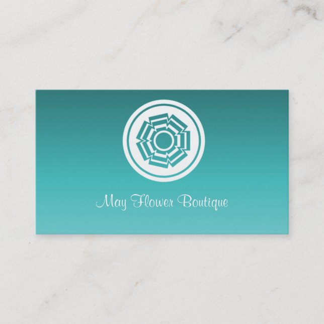 Carte de visite Fleur tout simple rétro, Turquoise (Devant)