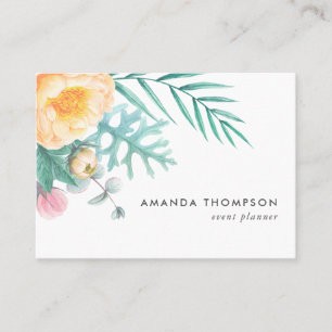 Carte De Visite Fleur tropicale à l'aquarelle Menthe