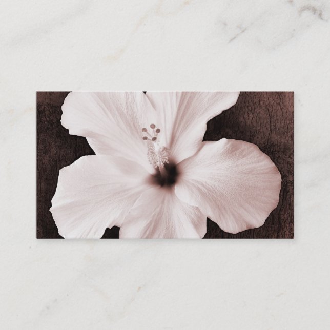 Carte De Visite Fleur tropicale de Sepia, Hibiscus d'Hawaï blanc (Devant)
