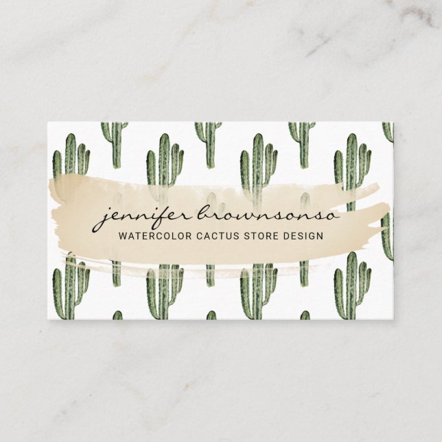 Carte De Visite Fleur verte bohème Cactus mignon (Devant)