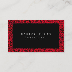 Carte De Visite Fleur Vintage Motif Noir Rouge Professionnel