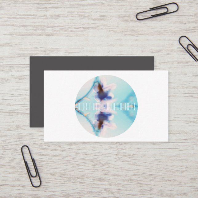 Carte de visite Fleur Violet Bleu Eau Sensation (Devant/Arrière en situation)