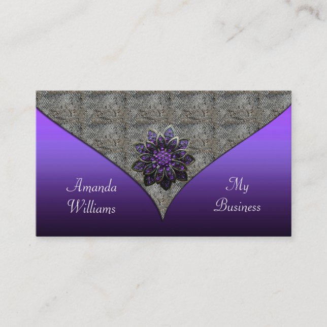 Carte de visite fleur violet Jewel  Impression ani (Devant)