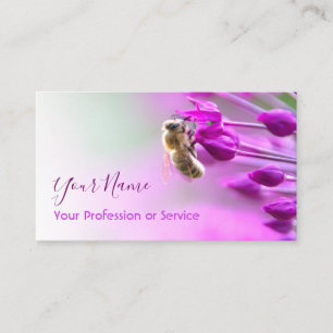 Carte De Visite Fleur violette avec abeille disparaît en blanc !