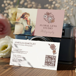 Carte De Visite Fleurie Vintage Fleurs Appareil Photo Photographe