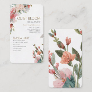 Carte De Visite Fleuriste & Artiste Florale à l'Aquarelle Rose