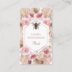 Carte De Visite Fleuriste Boho Blush Rose Floral Gold