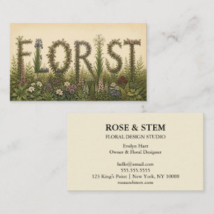 Carte De Visite Fleuriste botanique vintage FLORAL