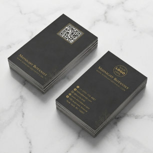 Carte De Visite Fleuriste Code QR Art Déco Or Noir Élégant