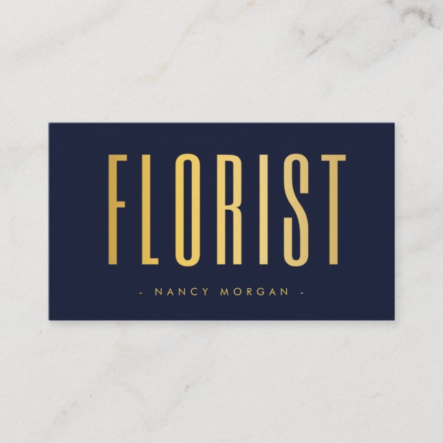 Carte De Visite Fleuriste Code Qr Photo Navy Et Or (Devant)