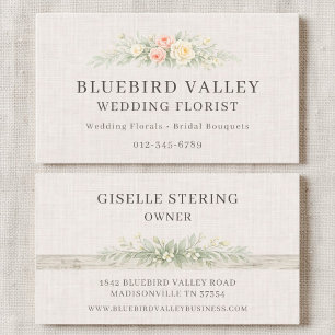 Carte De Visite Fleuriste de mariage Shabby Chic Linge Campagne