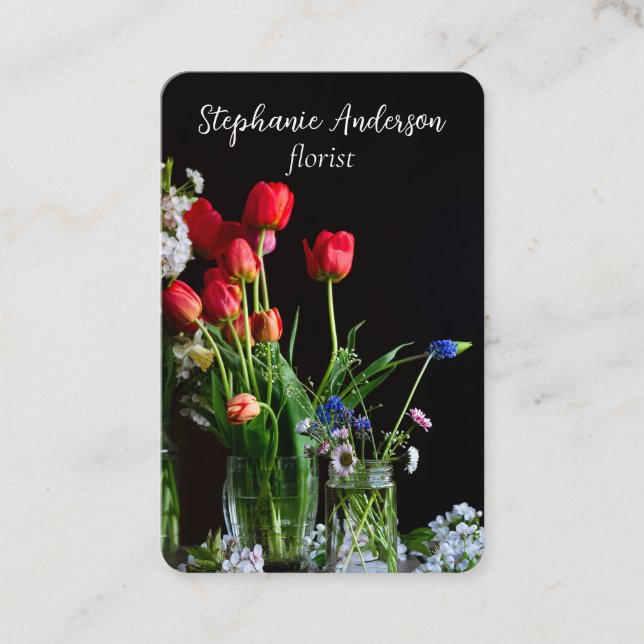 Carte De Visite Fleuriste Élégant (Devant)
