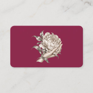 Carte De Visite Fleuriste Élégante Pivoine Argentée 