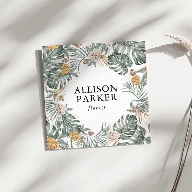 Carte de visite fleuriste Feuille vert (Créateur téléchargé)