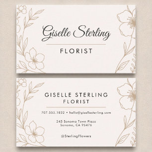 Carte De Visite Fleuriste Fleurs Botaniques Blush et Black Elegant