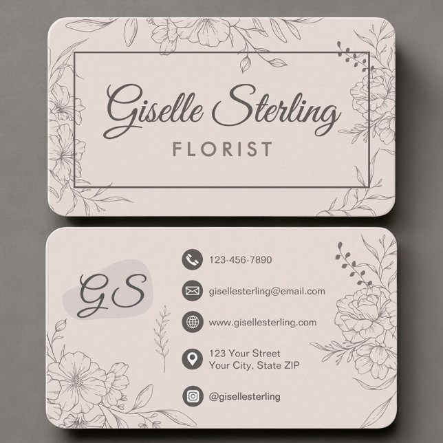 Carte De Visite Fleuriste Fleurs Roses Fanes (Créateur téléchargé)