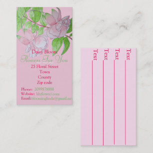 Carte De Visite Fleuriste floral d'art de feuille rose de fleurs