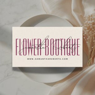 Carte De Visite Fleuriste moderne boutique de fleurs beige rouge