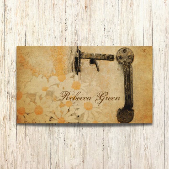Carte De Visite fleuriste moderne en bois de grange blanc marais (modern barn wood white daisy florist business card)