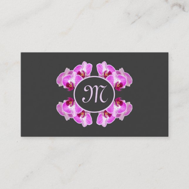 Carte De Visite Fleuriste orchidée fleur monogramme calligraphie Q (Devant)