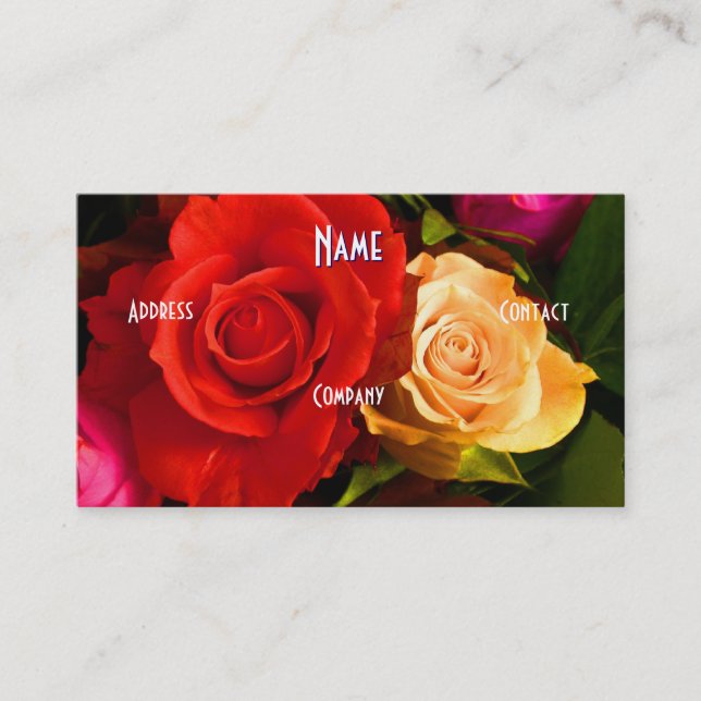 Carte De Visite Fleuriste - Rose jaune rouge (Devant)