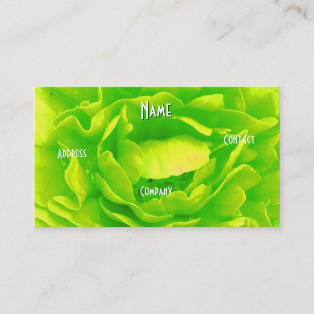 Carte De Visite Fleuriste - Rose vert (Devant)