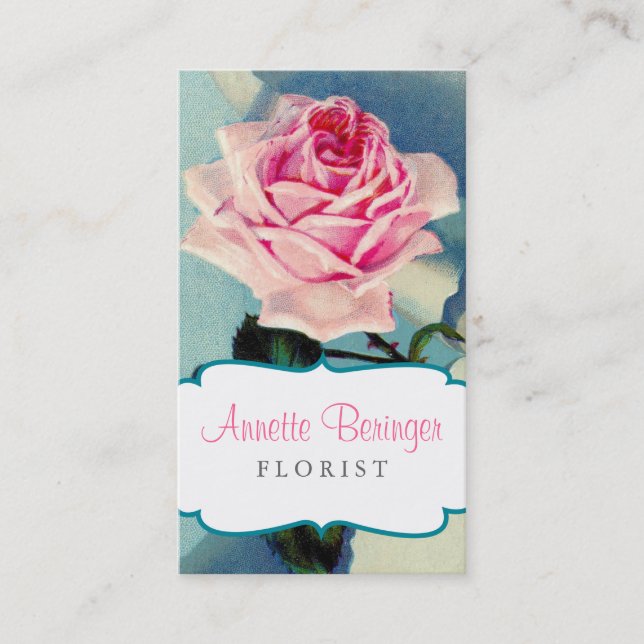 Carte de visite fleuriste Rose vintage (Devant)