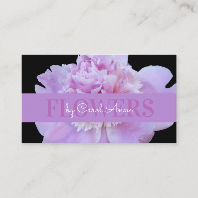 Carte De Visite Fleuriste rose violet Fleur classique noir (Devant)