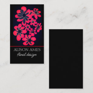 Carte De Visite fleuriste rouge et noir audacieux