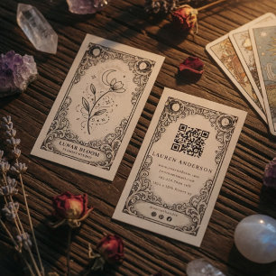 Carte De Visite Fleuriste Vintage Moon Flower   Botanique Céleste