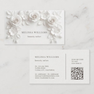 Carte De Visite Fleurs 3D sculpturales blanches