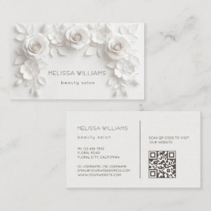 Carte De Visite Fleurs 3D sculpturales blanches