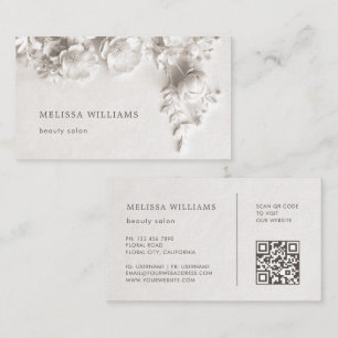 Carte De Visite Fleurs 3D sculpturales en ivoire