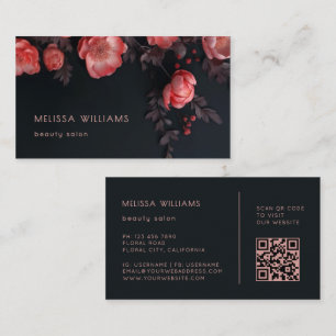 Carte De Visite Fleurs 3D sculpturales foncées