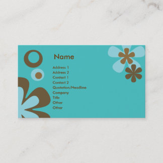 Carte De Visite Fleurs Aqua