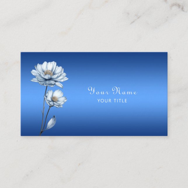 Carte de visite Fleurs Aquarelle Bleue Entreprise (Devant)