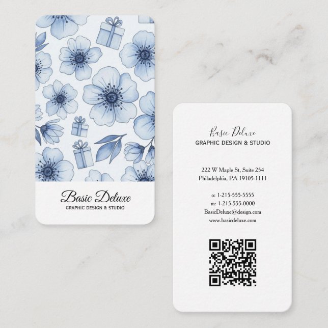 Carte de visite Fleurs Aquarelle Vintage (Devant / Derrière)
