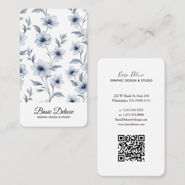 Carte de visite Fleurs Aquarelle Vintage (Devant / Derrière)