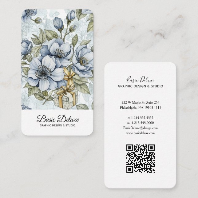 Carte de visite Fleurs Aquarelle Vintage (Devant / Derrière)