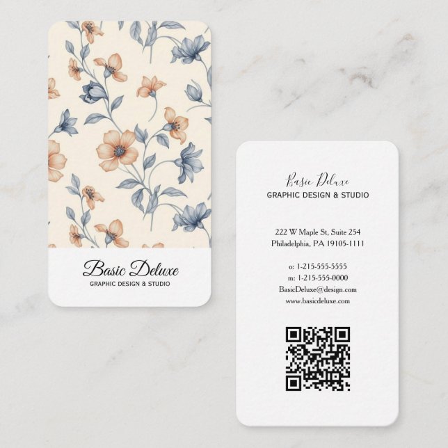 Carte de visite Fleurs Aquarelle Vintage (Devant / Derrière)