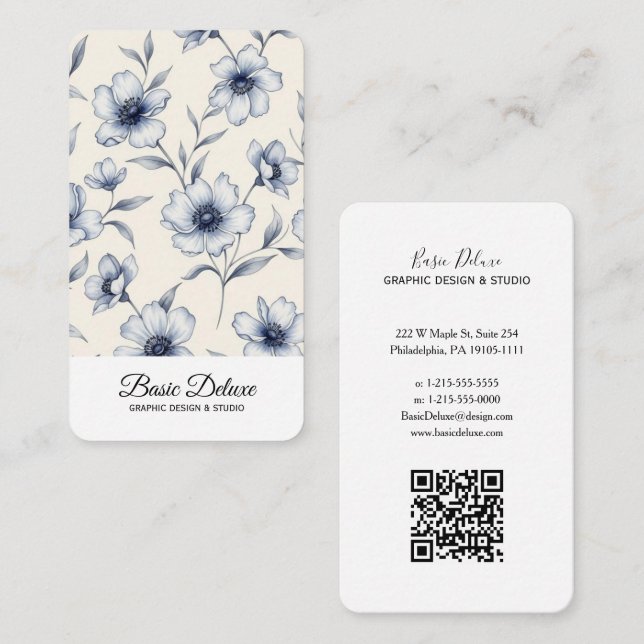 Carte de visite Fleurs Aquarelle Vintage (Devant / Derrière)